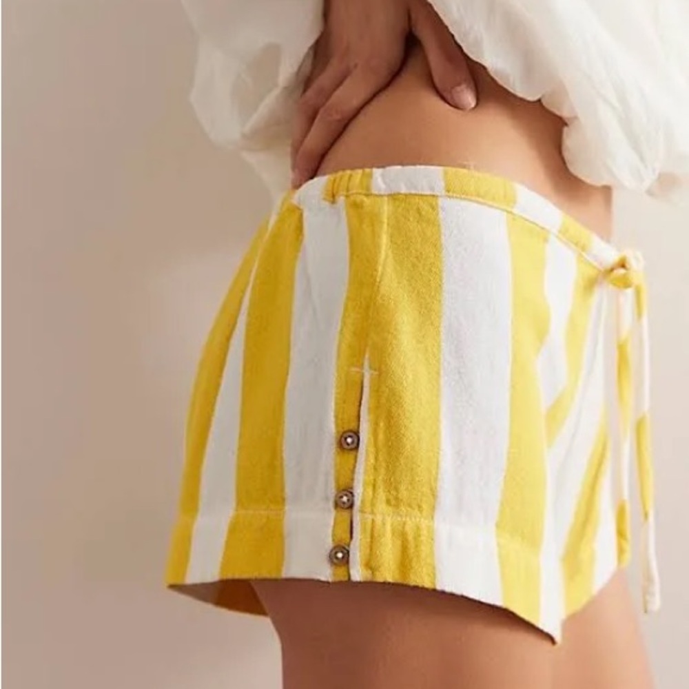 Free People Striped Yellow and White Micro Shorts